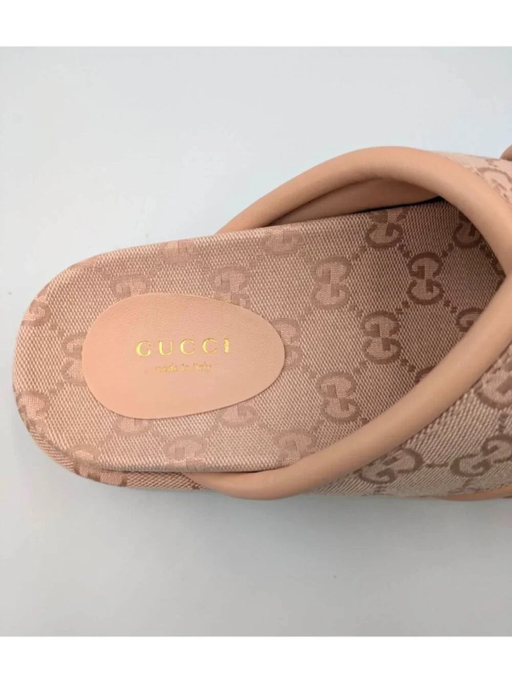 Gucci Monogram GG Calfskin Angelina Platform Sandals Light Pink EU37 816798